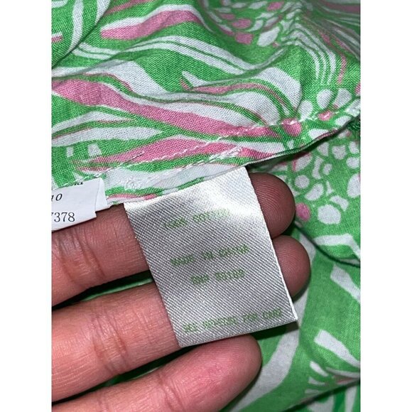 Lilly Pulitzer Floral Tunic Dress XS Green Pink Botanical Print 3/4 Sleeve Light - Picture 7 of 7